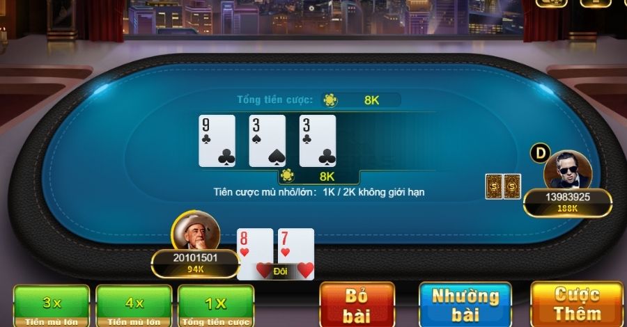 Poker trải qua 4 vòng đặt cược và Showdown