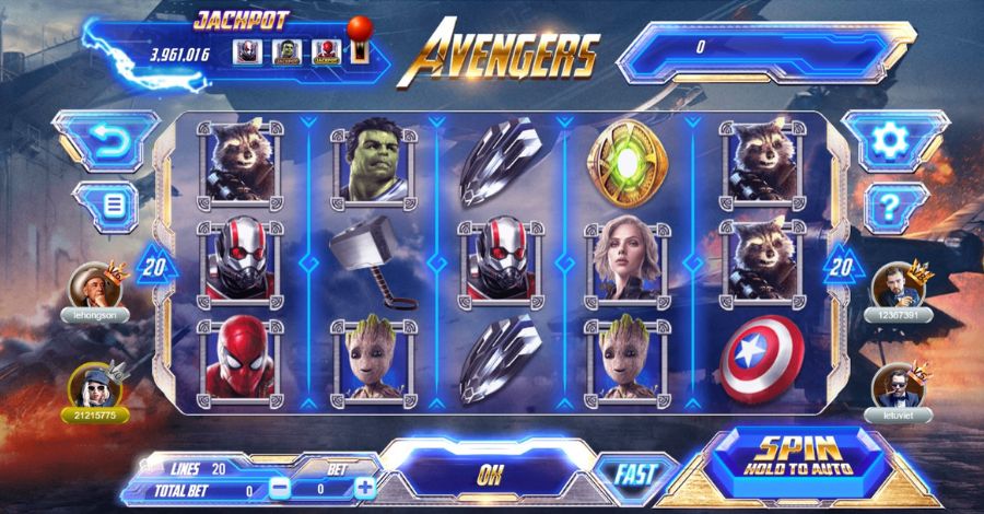 Giao diện slot game Avenger